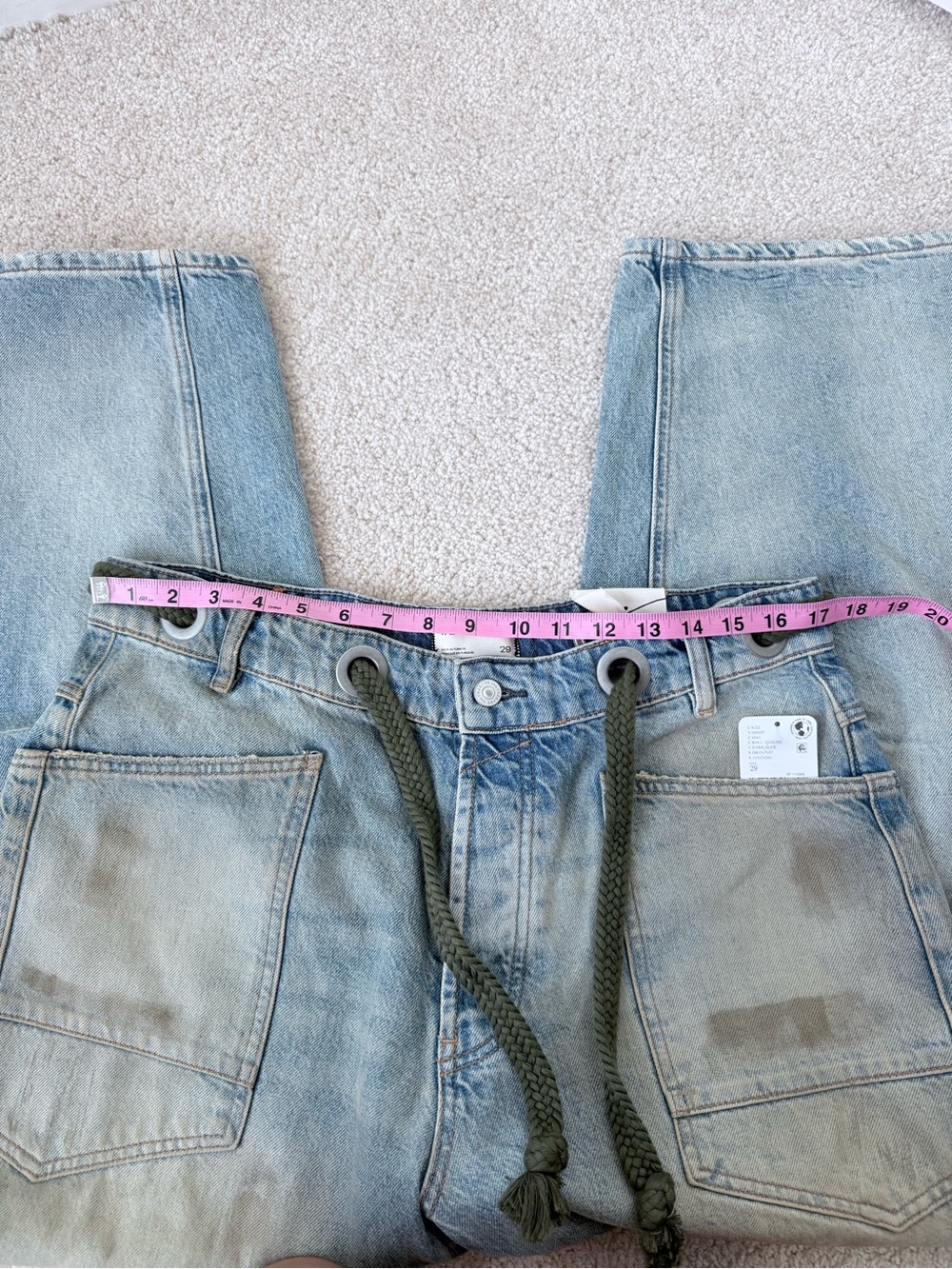 Free People Moxie Low Slung Jeans with Olive Braided Belt in Roll Around - Picture 11 of 16